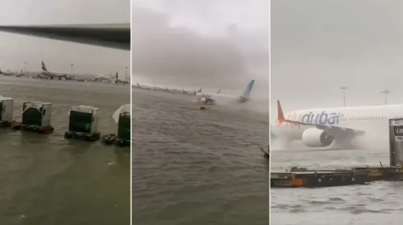 مطار دبي يتعرض لكارثة مروعة بعد عواصف عنيفه .. ماحدث فيه يندى له الجبين